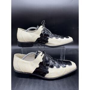 Sio Mens Size 10.5 Faux Crocodile Alligator Derby Square Toe Dress Shoes